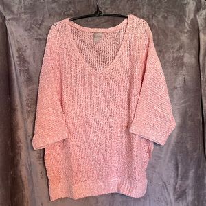 NWT Chico’s Size 3 (16) Pullover Sweater V-neck Tape Yarn Sweater 3/4 Sleeves